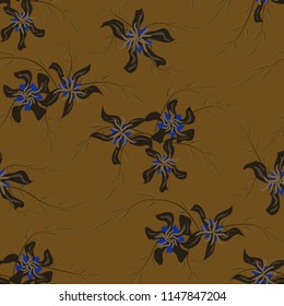 Small Floral Seamless Pattern with Cute Daisy Flowers and Pansies. Trendy Texture in Liberty Style for Cloth, Textile, Wallpaper. Vector Spring Rapport.