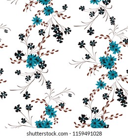 Pequeño patrón floral sin soldadura con flores y panes de margarita. Textura Femenina en Estilo Libertad para Lino, Textil, Chintz. Informe del muelle del vector.