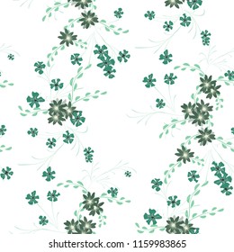 Small Floral Seamless Pattern with Cute Daisy Flowers and Pansies. Pretty Texture in Rustic Style for Curtains, Calico, Textile. Vector Spring Rapport.