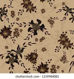 Small Floral Seamless Pattern with Cute Daisy Flowers and Pansies. Delicate Texture in Liberty Style for Fabric, Calico, Chintz. Vector Spring Rapport.