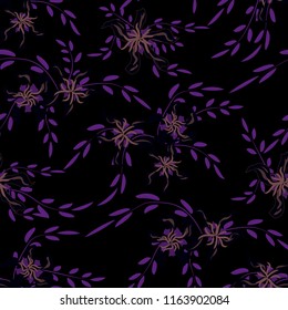 Small Floral Seamless Pattern with Cute Daisy Flowers and Pansies. Trendy Texture in Rustic Style for Curtains, Print, Textile. Vector Spring Rapport.