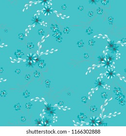 Small Floral Seamless Pattern with Cute Daisy Flowers and Pansies. Feminine Texture in Liberty Style for Fabric, Print, Textile. Vector Spring Rapport.