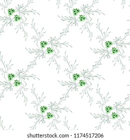 Small Floral Seamless Pattern with Cute Daisy Flowers. Feminine Rapport for Linen, Fabric, Wallpaper in Trendy Rustic Style. Colorful Seamless Pattern with Tiny Flowers. Vector Background.