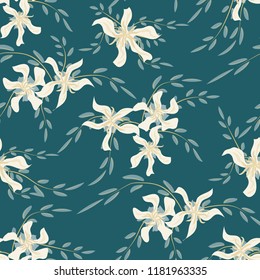 Small Floral Seamless Pattern with Cute Daisy Flowers and Pansies. Feminine Texture in Rustic Style for Curtains, Calico, Textile. Vector Spring Rapport.