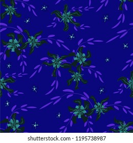 Small Floral Seamless Pattern with Cute Daisy Flowers and Pansies. Girlie Texture in Liberty Style for Cloth, Textile, Wallpaper. Vector Spring Rapport.