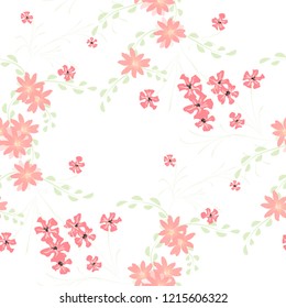 Small Floral Seamless Pattern with Cute Daisy Flowers and Pansies. Pretty Texture in Rustic Style for Linen, Calico, Chintz. Vector Spring Rapport.
