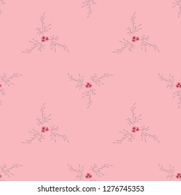 Small Floral Seamless Pattern with Cute Daisy Flowers. Feminine Rapport for Textile, Fabric, Wallpaper in Trendy Rustic Style. Colorful Seamless Pattern with Tiny Flowers. Vector Background.