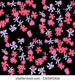 Small Floral Seamless Pattern with Cute Wild Flowers. Girlie Rapport for Wallpaper, Linen, Chintz in Trendy Liberty Style. Colorful Seamless Pattern with Tiny Flowers. Vector Background