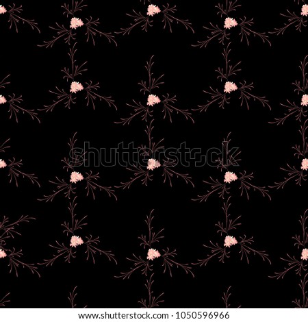 Small Floral Seamless Pattern with Cute Daisy Flowers. Feminine Rapport for Linen, Fabric, Wallpaper in Trendy Rustic Style. Colorful Seamless Pattern with Tiny Flowers. Vector Background.