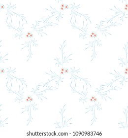 Small Floral Seamless Pattern with Delicate Daisy Flowers. Feminine Rapport for Linen, Fabric, Wallpaper in Trendy Rustic Style. Colorful Seamless Pattern with Tiny Flowers. Vector Background.
