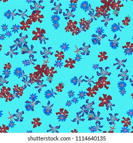 Small Floral Seamless Pattern with Delicate Wild Flowers. Feminine Rapport for Print, Textile, Fabric in Trendy Liberty Style. Colorful Seamless Pattern with Tiny Flowers. Vector Background