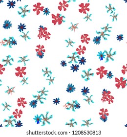 Small Floral Seamless Pattern with Delicate Wild Flowers. Girlie Rapport for Print, Textile, Fabric in Trendy Liberty Style. Colorful Seamless Pattern with Tiny Flowers. Vector Background