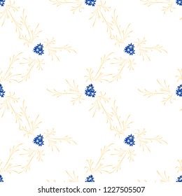 Small Floral Seamless Pattern with Delicate Daisy Flowers. Feminine Rapport for Linen, Fabric, Wallpaper in Trendy Rustic Style. Colorful Seamless Pattern with Tiny Flowers. Vector Background.