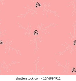 Small Floral Seamless Pattern with Delicate Daisy Flowers. Feminine Rapport for Textile, Fabric, Wallpaper in Trendy Rustic Style. Colorful Seamless Pattern with Tiny Flowers. Vector Background.