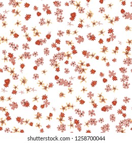 Small Floral Seamless Pattern with Delicate Wild Flowers. Feminine Rapport for Wallpaper, Dress, Chintz in Trendy Liberty Style. Colorful Seamless Pattern with Tiny Flowers. Vector Background