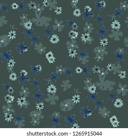 Small Floral Seamless Pattern with Delicate Wild Flowers. Feminine Rapport for Linen, Textile, Fabric in Trendy Country Style. Colorful Seamless Pattern with Tiny Flowers. Vector Background