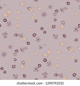 Small Floral Seamless Pattern with Delicate Wild Flowers. Girlie Rapport for Wallpaper, Dress, Underwear in Trendy Country Style. Colorful Seamless Pattern with Tiny Flowers. Vector Background