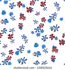 Small Floral Seamless Pattern with Delicate Wild Flowers. Girlie Rapport for Linen, Textile, Fabric in Trendy Liberty Style. Colorful Seamless Pattern with Tiny Flowers. Vector Background