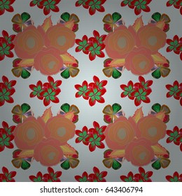 Small floral seamless pattern. Delicate little flowers in green and red colors. Vector graphic print.