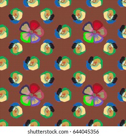 Small floral seamless pattern. Delicate little flowers in violet and green colors. Vector graphic print.
