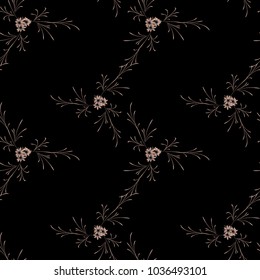 Small Floral Seamless Pattern with Gentle Daisy Flowers. Feminine Rapport for Textile, Fabric, Wallpaper in Trendy Country Style. Colorful Seamless Pattern with Tiny Flowers. Vector Background.