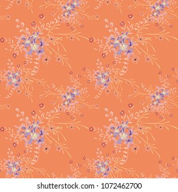 Small Floral Seamless Pattern with Gentle Wildflowers. Girlie Natural Background in Rustic Style with Small Blossoms of Daisy Flowers. Vector Ditsy Pattern for Fabric, Textile. Floral Texture