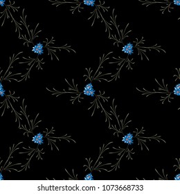 Small Floral Seamless Pattern with Gentle Daisy Flowers. Feminine Rapport for Linen, Fabric, Wallpaper in Trendy Country Style. Colorful Seamless Pattern with Tiny Flowers. Vector Background.