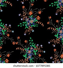 Small Floral Seamless Pattern with Gentle Wildflowers. Girlie Natural Background in Liberty Style with Small Blossoms of Daisy Flowers. Vector Ditsy Pattern for Paper, Linen, Chintz. Floral Texture