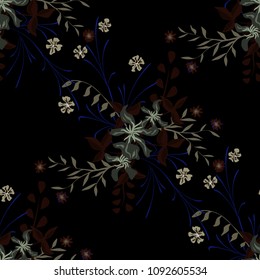 Small Floral Seamless Pattern with Gentle Wildflowers. Girlie Natural Background in Rustic Style with Small Blossoms of Daisy Flowers. Vector Ditsy Pattern for Textile, Chintz. Floral Texture