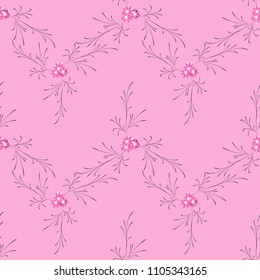 Small Floral Seamless Pattern with Gentle Daisy Flowers. Feminine Rapport for Linen, Textile, Fabric in Trendy Liberty Style. Colorful Seamless Pattern with Tiny Flowers. Vector Background.