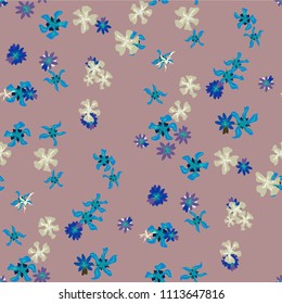 Small Floral Seamless Pattern with Gentle Wild Flowers. Girlie Rapport for Linen, Textile, Fabric in Trendy Liberty Style. Colorful Seamless Pattern with Tiny Flowers. Vector Background