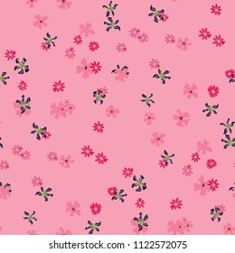 Small Floral Seamless Pattern with Gentle Wild Flowers. Feminine Rapport for Print, Linen, Fabric in Trendy Country Style. Colorful Seamless Pattern with Tiny Flowers. Vector Background