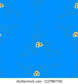 Small Floral Seamless Pattern with Gentle Daisy Flowers. Feminine Rapport for Linen, Textile, Fabric in Trendy Country Style. Colorful Seamless Pattern with Tiny Flowers. Vector Background.