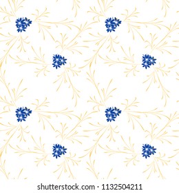 Small Floral Seamless Pattern with Gentle Daisy Flowers. Feminine Rapport for Textile, Fabric, Wallpaper in Trendy Liberty Style. Colorful Seamless Pattern with Tiny Flowers. Vector Background.