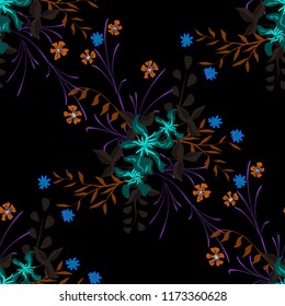 Small Floral Seamless Pattern with Gentle Wildflowers. Girlie Natural Background in Rustic Style with Small Blossoms of Daisy Flowers. Vector Ditsy Pattern for Paper, Textile. Floral Texture