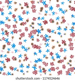 Small Floral Seamless Pattern with Gentle Wild Flowers. Feminine Rapport for Wallpaper, Dress, Underwear in Trendy Liberty Style. Colorful Seamless Pattern with Tiny Flowers. Vector Background