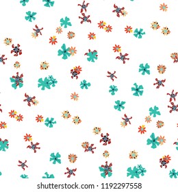 Small Floral Seamless Pattern with Gentle Wild Flowers. Feminine Rapport for Cloth, Cotton, Underwear in Trendy Liberty Style. Colorful Seamless Pattern with Tiny Flowers. Vector Background