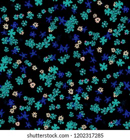 Small Floral Seamless Pattern with Gentle Wild Flowers. Feminine Rapport for Wallpaper, Linen, Chintz in Trendy Liberty Style. Colorful Seamless Pattern with Tiny Flowers. Vector Background