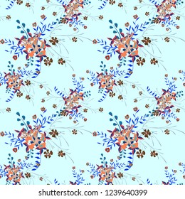 Small Floral Seamless Pattern with Gentle Wildflowers. Girlie Natural Background in Country Style with Small Blossoms of Daisy Flowers. Vector Ditsy Pattern for Textile, Chintz. Floral Texture