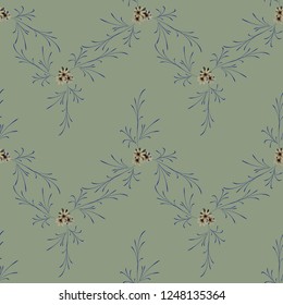 Small Floral Seamless Pattern with Gentle Daisy Flowers. Feminine Rapport for Textile, Fabric, Wallpaper in Trendy Country Style. Colorful Seamless Pattern with Tiny Flowers. Vector Background.