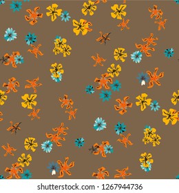Small Floral Seamless Pattern with Gentle Wild Flowers. Feminine Rapport for Wallpaper, Dress, Chintz in Trendy Liberty Style. Colorful Seamless Pattern with Tiny Flowers. Vector Background