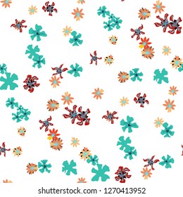 Small Floral Seamless Pattern with Gentle Wild Flowers. Feminine Rapport for Print, Textile, Fabric in Trendy Country Style. Colorful Seamless Pattern with Tiny Flowers. Vector Background