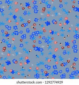 Small Floral Seamless Pattern with Gentle Wild Flowers. Feminine Rapport for Linen, Textile, Fabric in Trendy Country Style. Colorful Seamless Pattern with Tiny Flowers. Vector Background