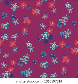 Small Floral Seamless Pattern with Gentle Wild Flowers. Girlie Rapport for Print, Textile, Fabric in Trendy Country Style. Colorful Seamless Pattern with Tiny Flowers. Vector Background