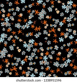 Small Floral Seamless Pattern with Gentle Wild Flowers. Feminine Rapport for Cloth, Cotton, Underwear in Trendy Country Style. Colorful Seamless Pattern with Tiny Flowers. Vector Background