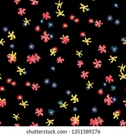 Small Floral Seamless Pattern with Gentle Wild Flowers. Feminine Rapport for Wallpaper, Linen, Chintz in Trendy Country Style. Colorful Seamless Pattern with Tiny Flowers. Vector Background