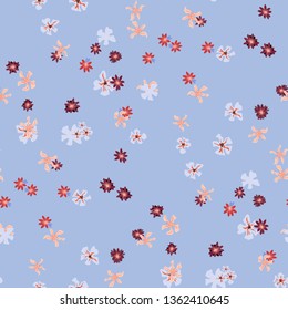 Small Floral Seamless Pattern with Gentle Wild Flowers. Feminine Rapport for Wallpaper, Linen, Chintz in Trendy Liberty Style. Colorful Seamless Pattern with Tiny Flowers. Vector Background