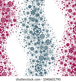Small Floral Seamless Pattern. Little Flowers Hand Drawn in Zentangle Style. Vector Simple Background for Wallpaper, Textile, Fabric. Seamless Texture with Gentle Doodle Blossoms