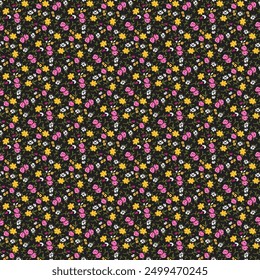 Pequeño patrón floral sin fisuras, pequeño patrón floral y hojas de fondo de ilustración de diseño de Ilustración vectorial	