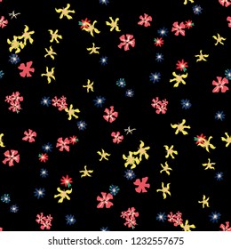 Small Floral Seamless Pattern with Lovely Wild Flowers. Feminine Rapport for Cloth, Dress, Underwear in Trendy Country Style. Colorful Seamless Pattern with Tiny Flowers. Vector Background